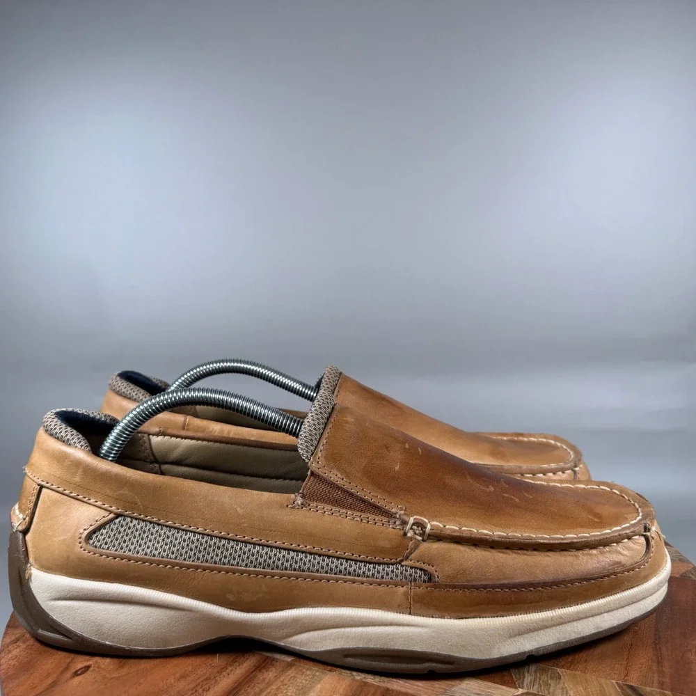 Sperry Top-Sider Mens Tan Brown Leather Mesh Slip On Loafers STS22540 Size 11